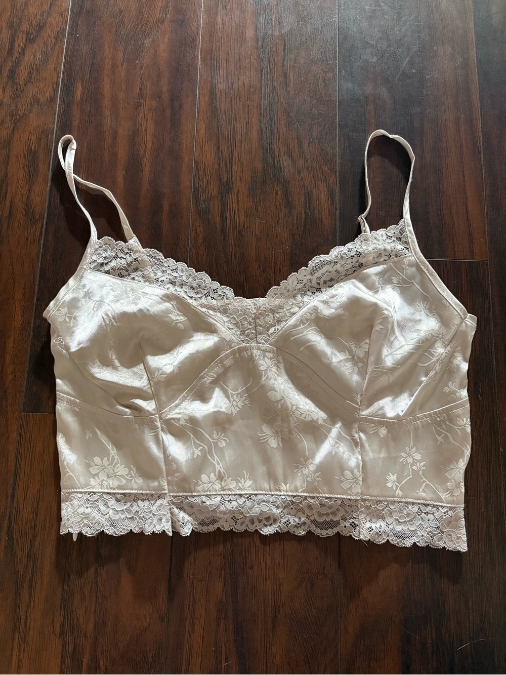 Princess Polly Floral Satin Lace Bralette in Cream